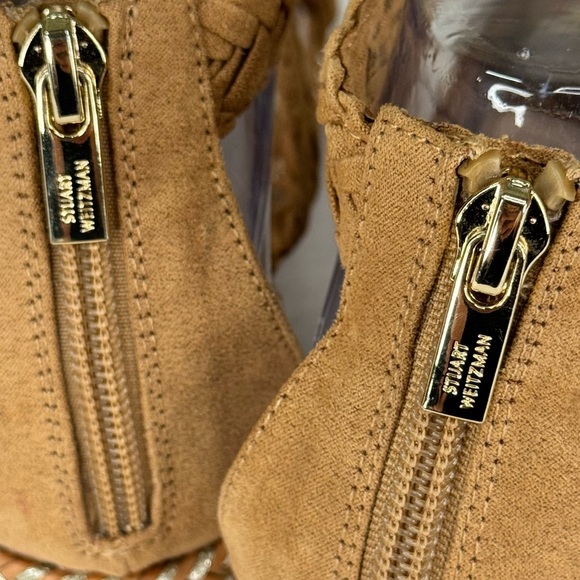 {Stuart Weitzman} Akilah Sparkle Metallic Tan Braided Espadrilles Wedges Sandals - Picture 7 of 16